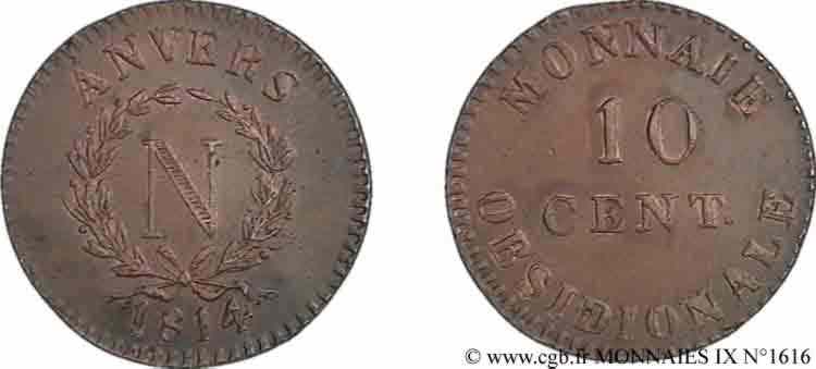 N° v09_1616 10 centimes siège d'Anvers - 1814