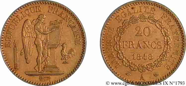 N° v09_1793 20 francs or au Génie Seconde République - 1848