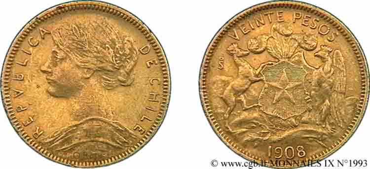 N° v09_1993 20 pesos or - 1908